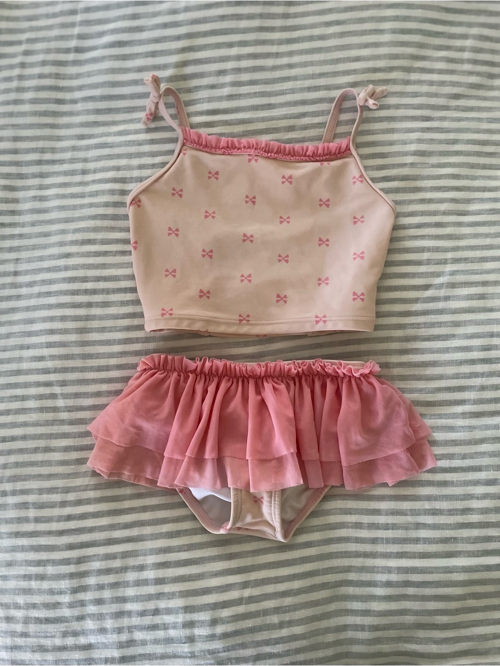 Hanna Andersson Pink Two-Piece Ruffle Ballet Swimsuit Swimming Bathing Suit 3T